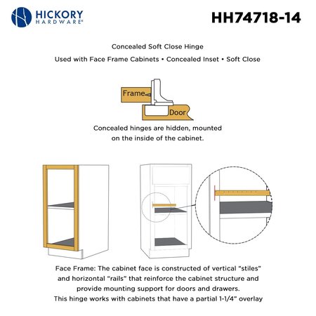 Hickory Hardware Hinge Soft-Close Face Frame, 2PK HH74718-14
